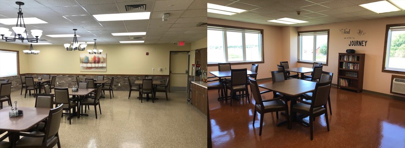 Journey Senior Services memory care facility cafeteria and activity room