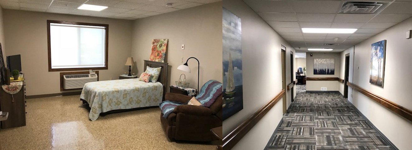 Journey Senior Services memory care facility resident room and hallway
